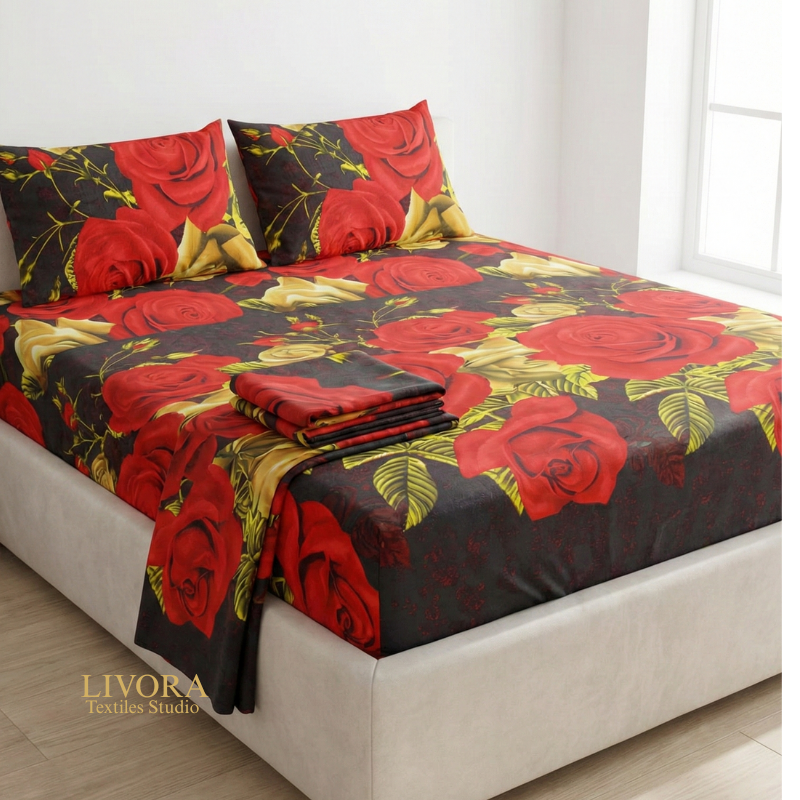 CRYSTAL KING SIZE 3 PIECE BED SHEET - CKSBS02