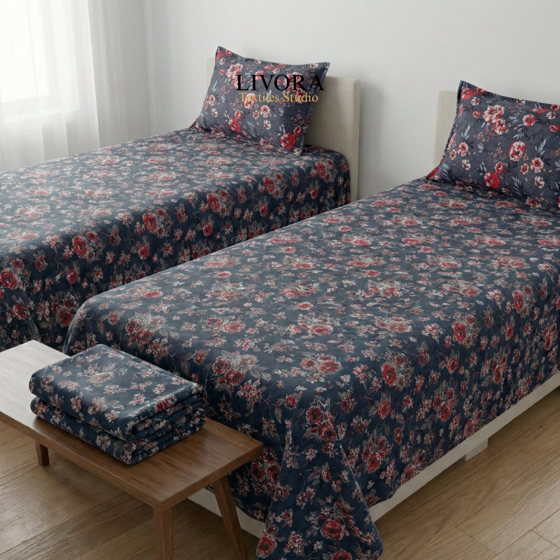 CRYSTAL SINGLE PAIR 4PC BED SHEET - CSPBS03