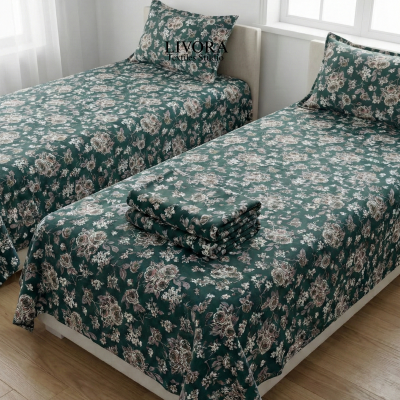 CRYSTAL SINGLE PAIR 4PC BED SHEET - CSPBS04